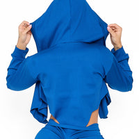 Blue Ribbed Hoodie