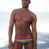 Multicolor Stripe Swim Brief