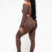 Giu Brown Leggings in 3 Different Shapes! V-Back, Regular Back & Scrunch Back Leggings (Light Supplex)