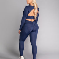 Deep Blue Bum Bum Pocket Leggings (Light Supplex)