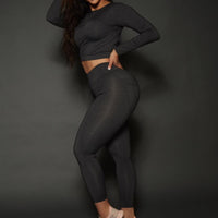 Heather Grey Bum Bum Pocket Leggings (Thick Supplex)