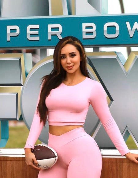 Baby Pink Long Sleeve Cropped Fitness Top (Light Supplex) – The