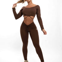 Giu Brown Leggings in 3 Different Shapes! V-Back, Regular Back & Scrunch Back Leggings (Light Supplex)