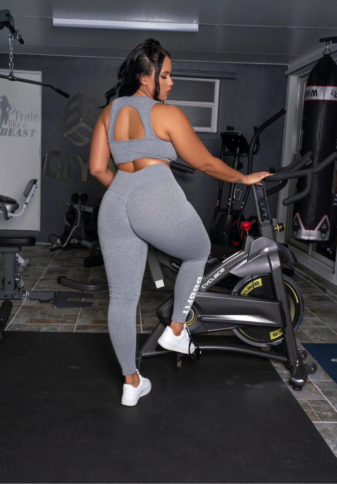 Fit Thick Girls Leggings Grey Big Font Leggings (Thick Supplex)