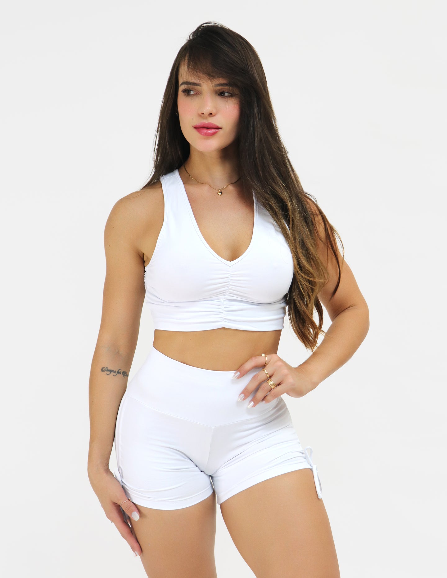 White Talita Butt Scrunch Shorts