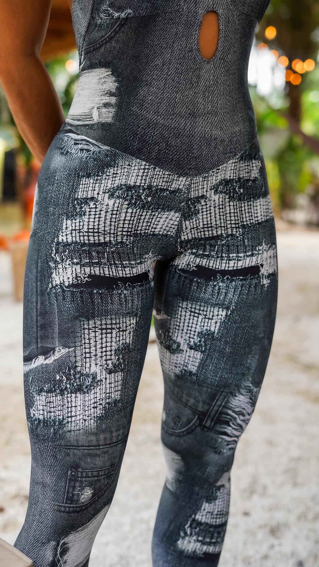 Savage Denim Butt Scrunch Bodysuit