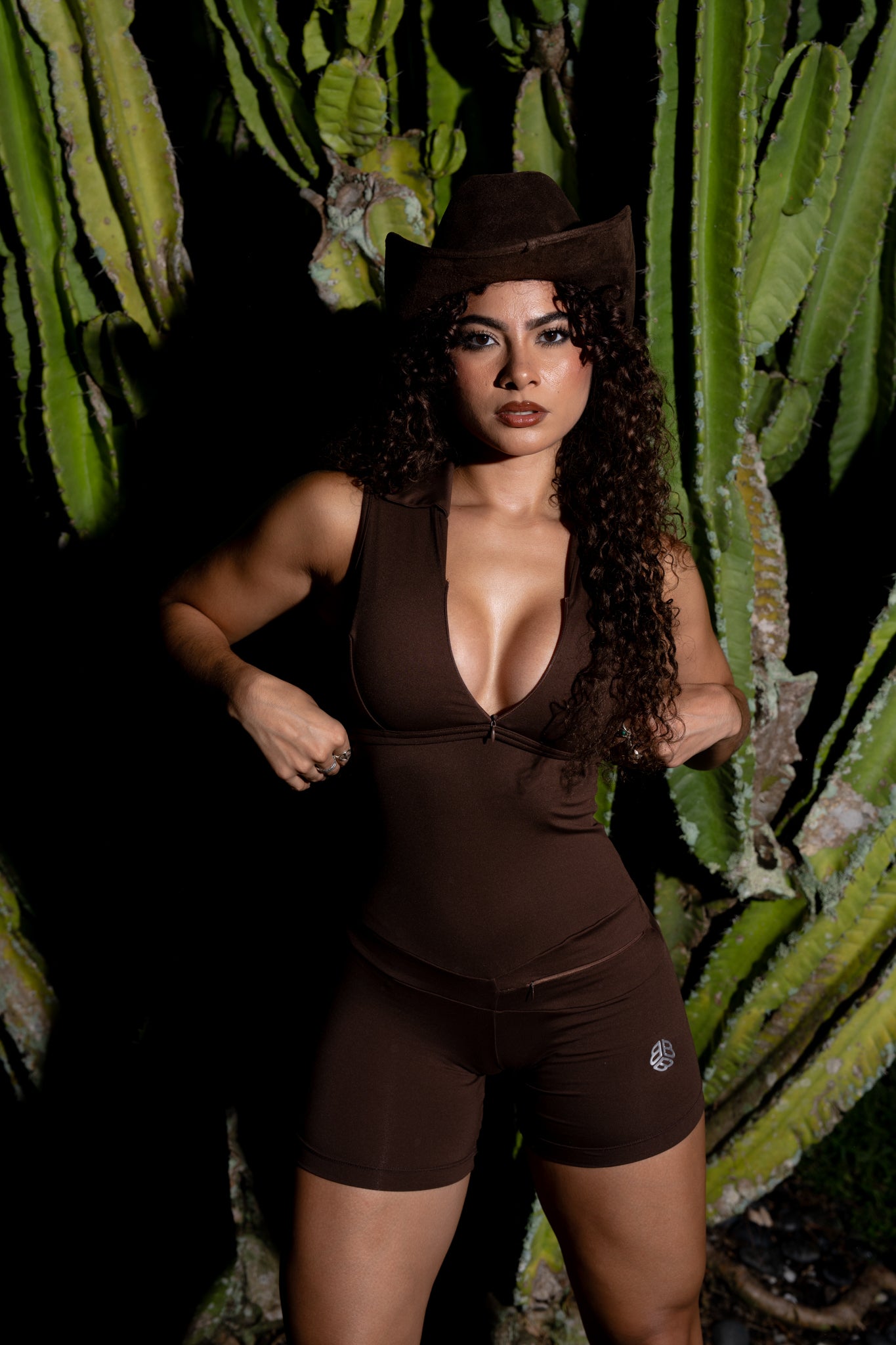 Brown Pocket Accent Bodysuit | Brazilian Activewear (Light Supplex®)