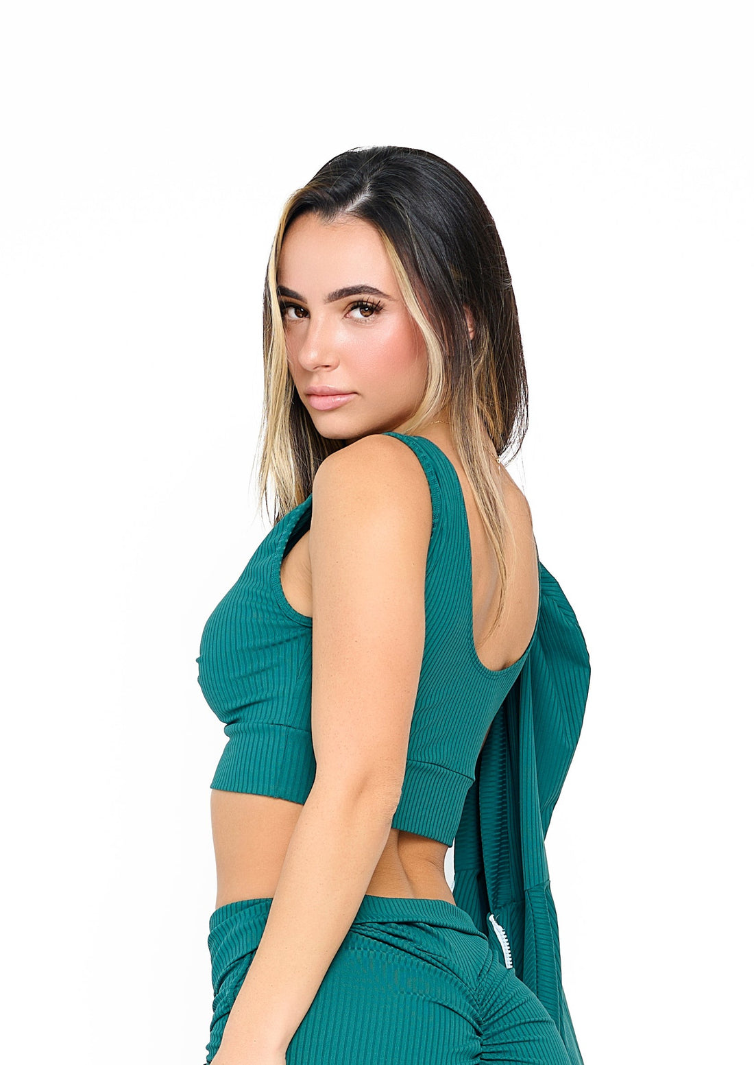 Green Ribbed Top