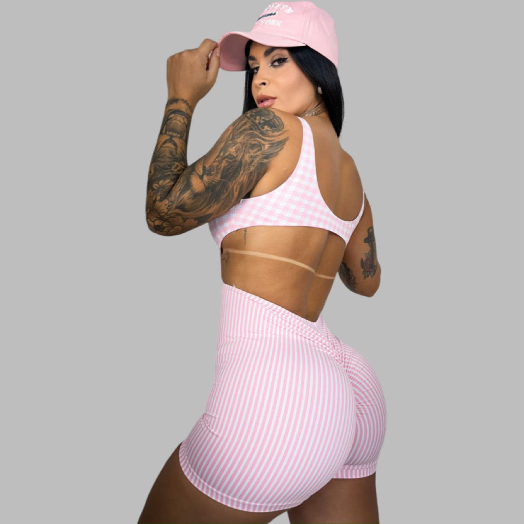 Pink Checker | Short Bodysuit