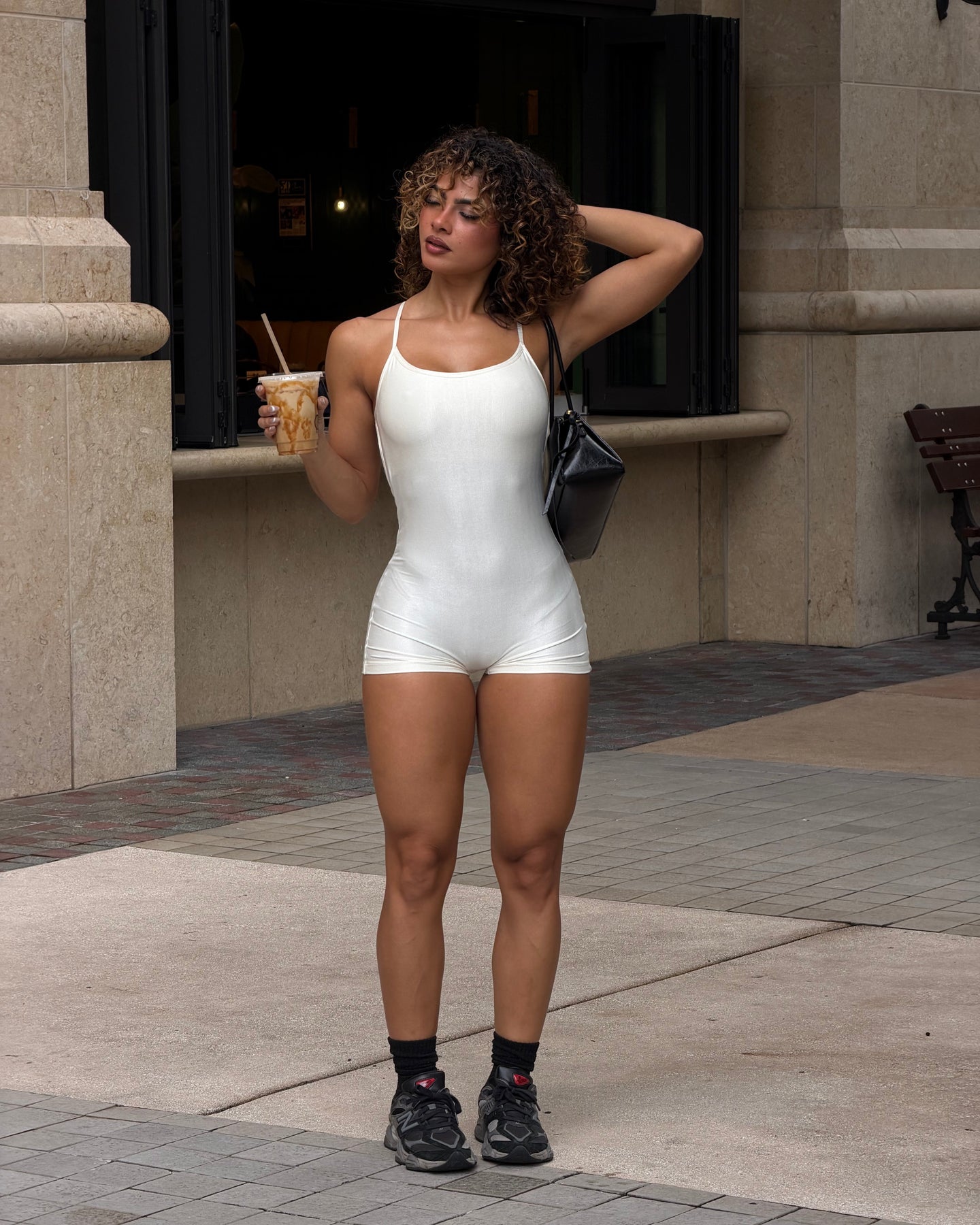 Ipanema White Short Bodysuit | Sculpting Seamless Activewear Romper
