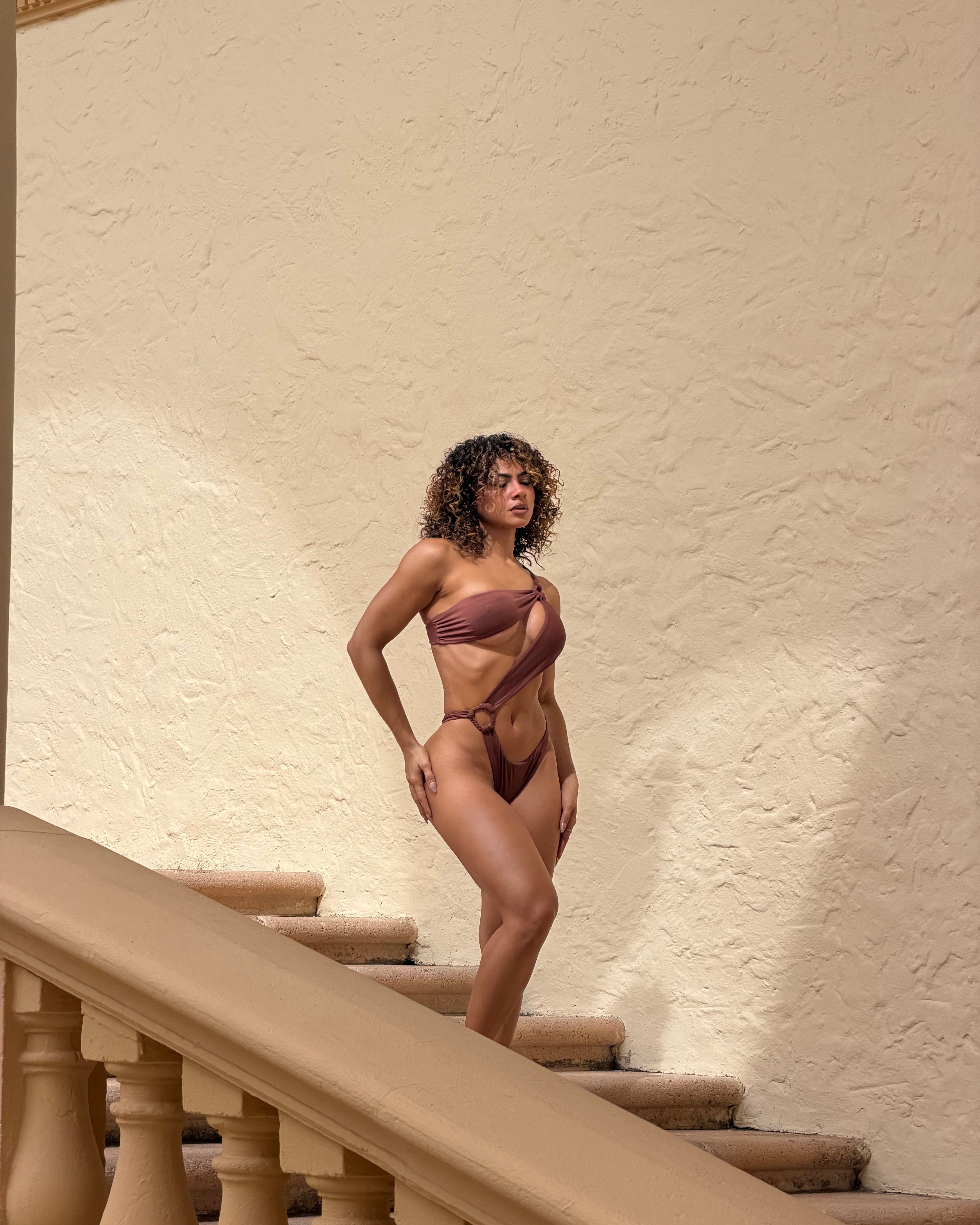 Sunset Glow Brazilian Monokini | Cutout One-Piece Swimsuit