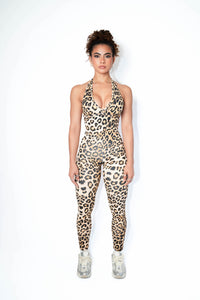 Leopard Print Backless Bodysuit | Sculpting Activewear