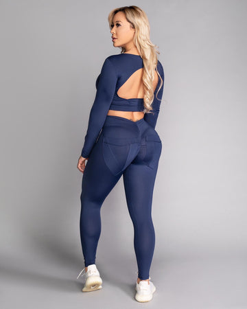 Deep Blue Bum Bum Pocket Leggings (Light Supplex)