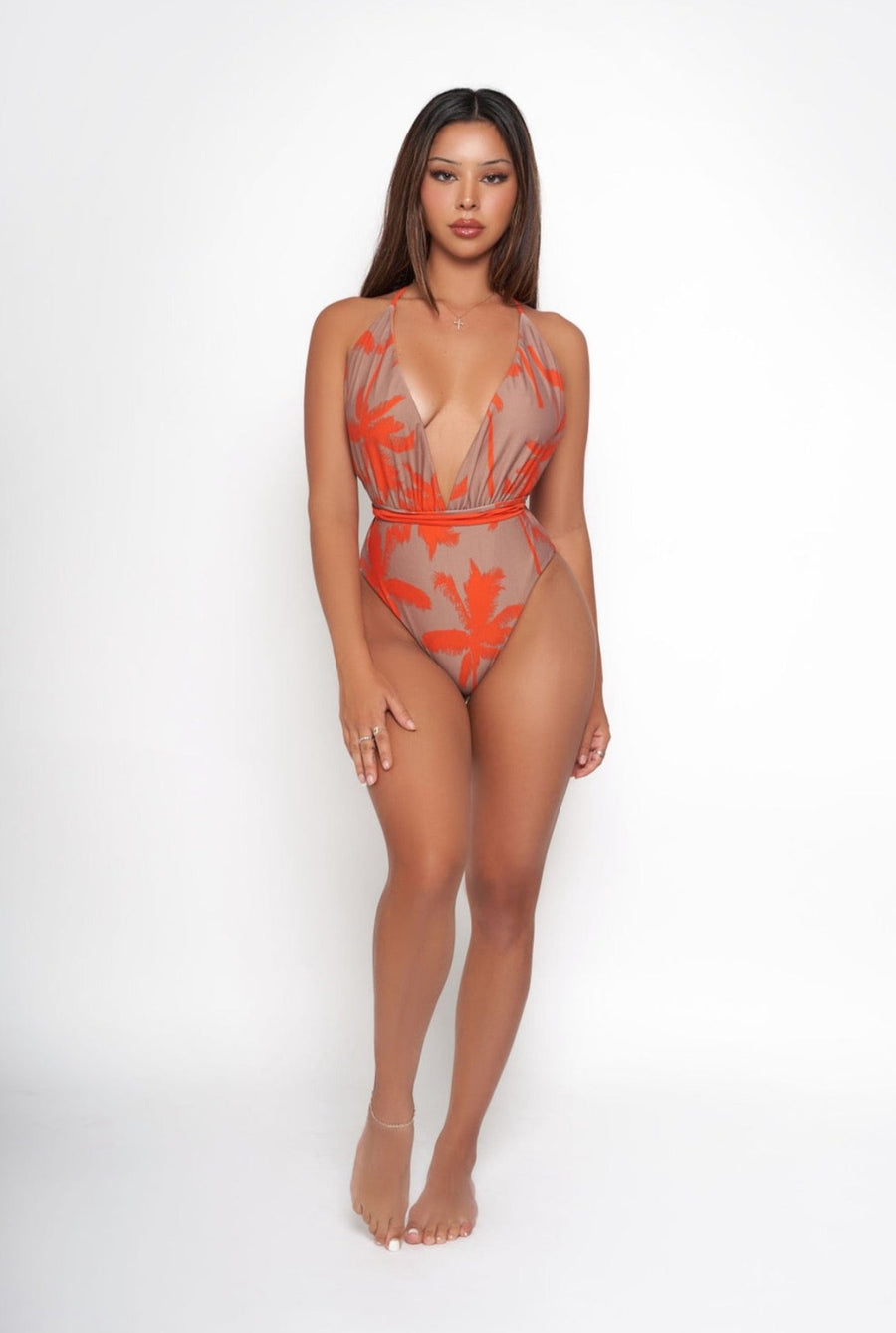 Palm Print One Piece Swimwear