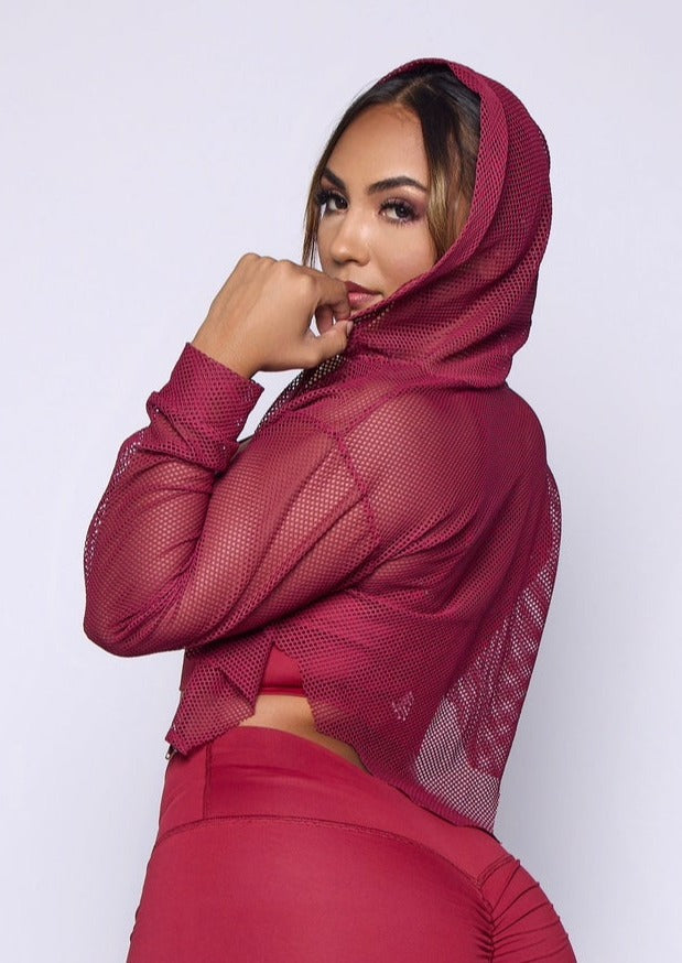 Red Mesh Hoodie