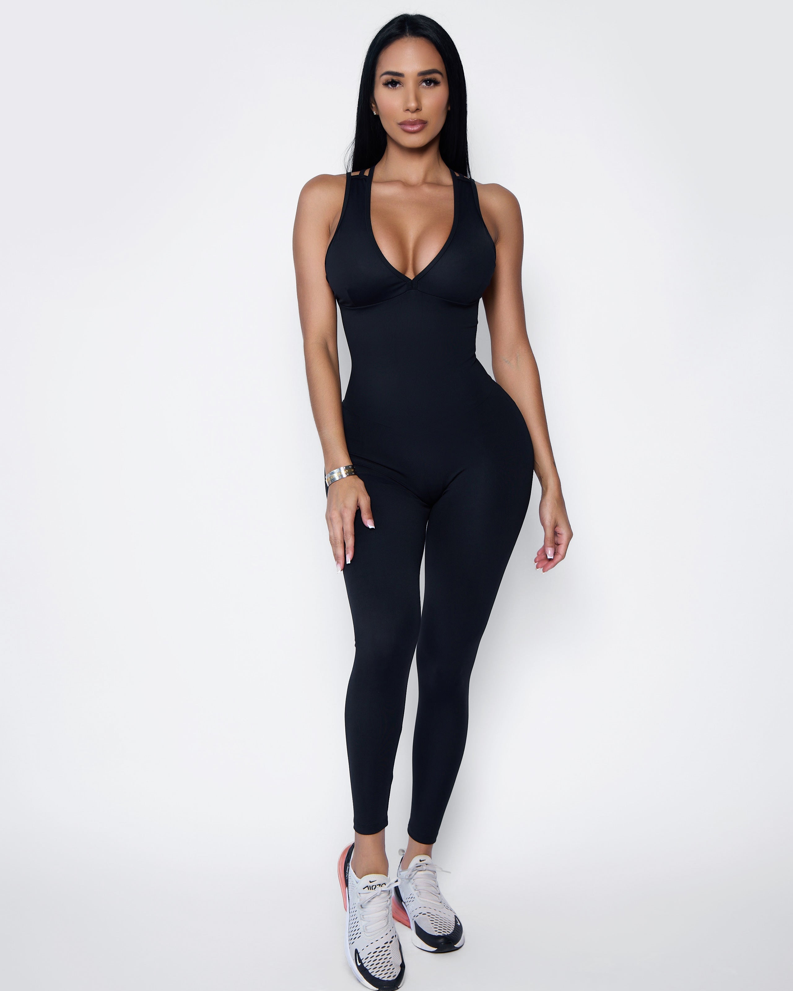 Black Strappy Bodysuit | Brazilian Activewear Romper (Light Supplex)