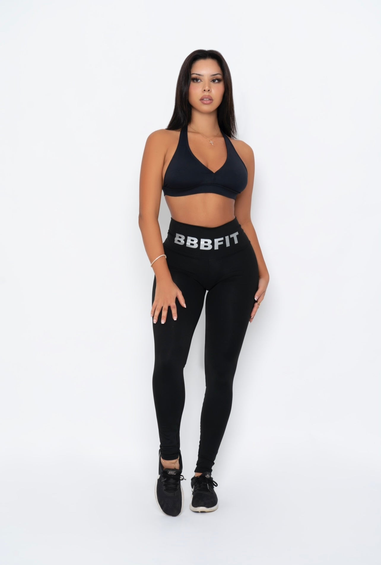 Black Big Font Leggings | (Thick Supplex)