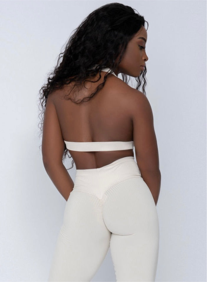 Cream Ribbed Style Top (Light Supplex)