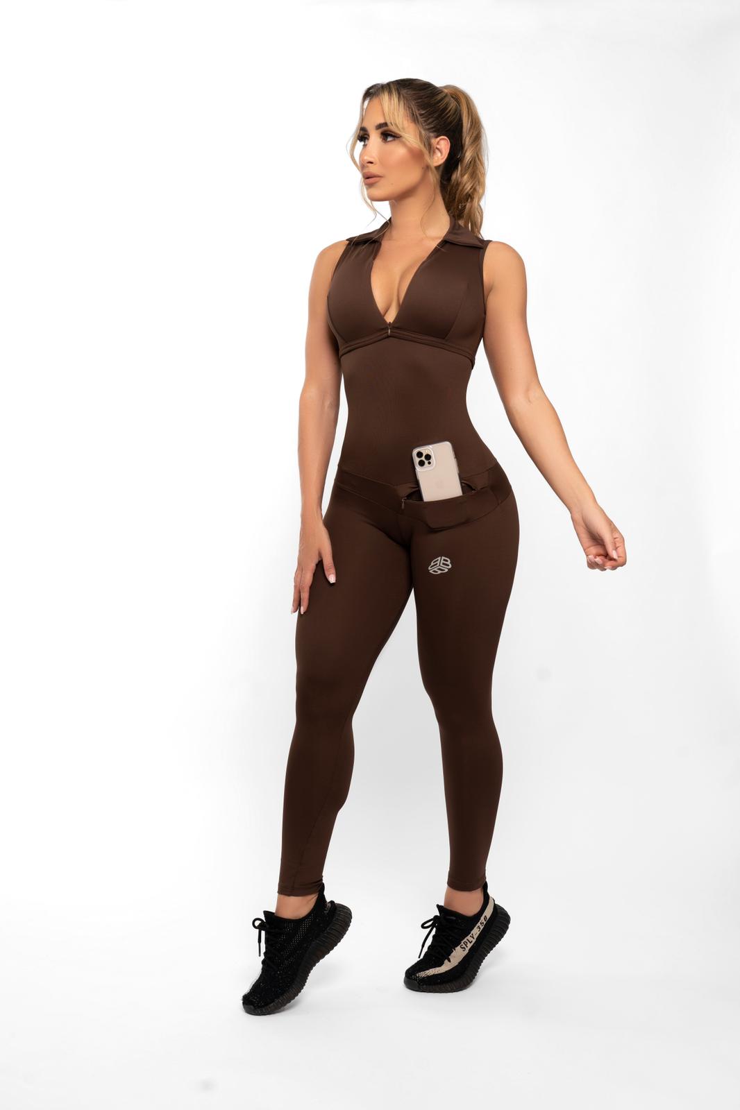 Brown Body Fit Wear Butt Scrunchy Bodysuit