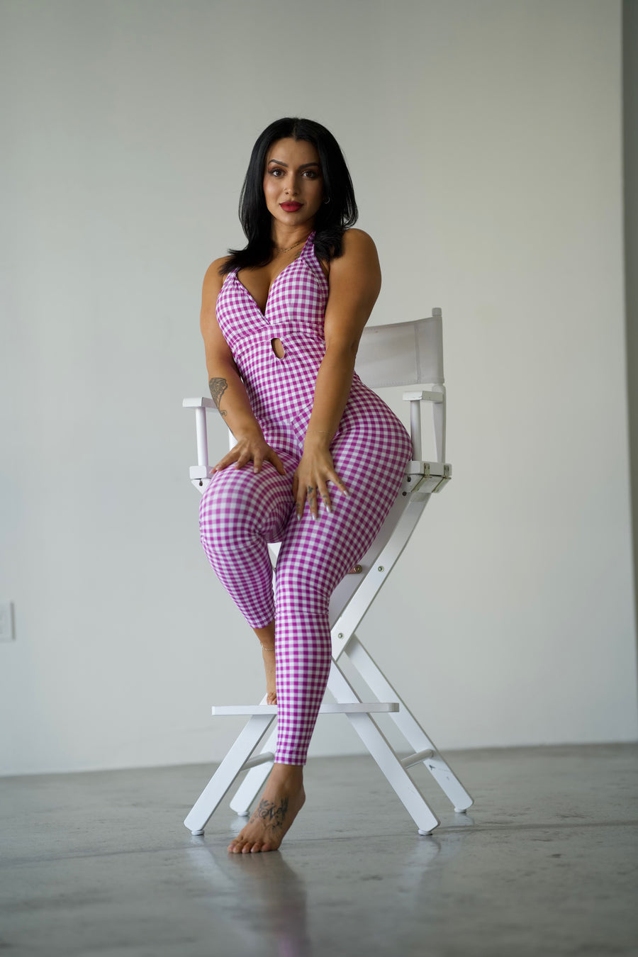 Pink Checker Scrunchy Butt Bodysuit