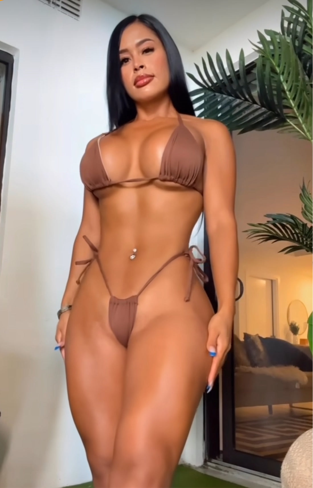 Marrone Curtain Style Swimwear
