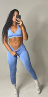 Shiny Blue Bum Bum Pocket Leggings
