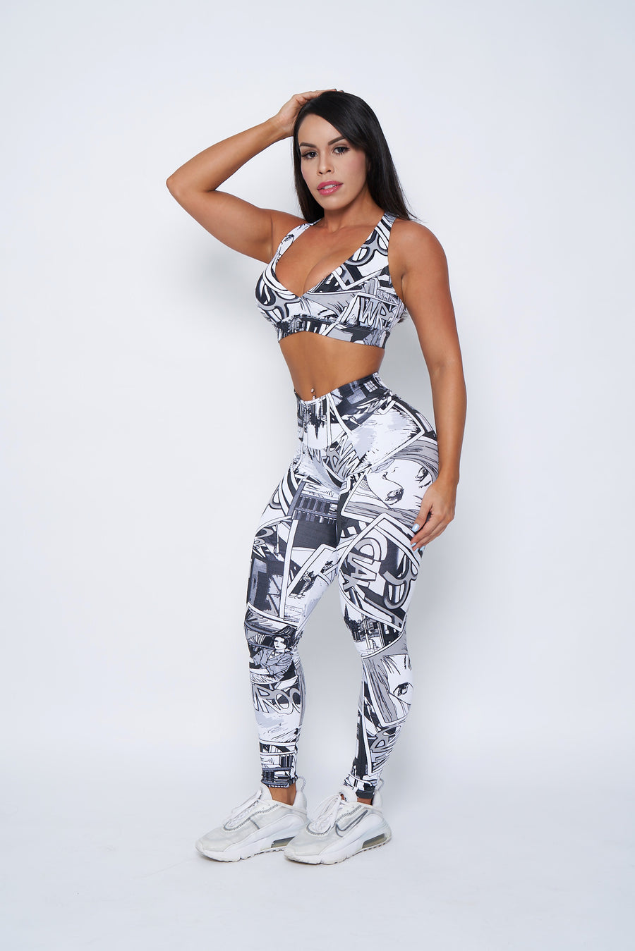 Black and White Cartoon Leggings (Light Supplex)