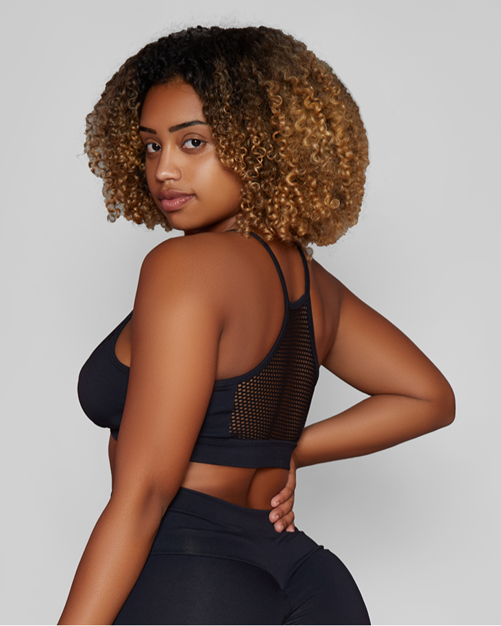 Pretinha Mesh Sports Bra | Thick Supplex Activewear Top