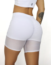 White Tech Mesh Shorts